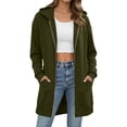 thumbnail image 7 of QIYAGBSA Hoodies for Women Zip Up Longline Hooded Sweatshirt with Front Pockets Casual Fall Winter Outerwear (Green, S), 7 of 7