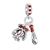 Red baseball bat and glove