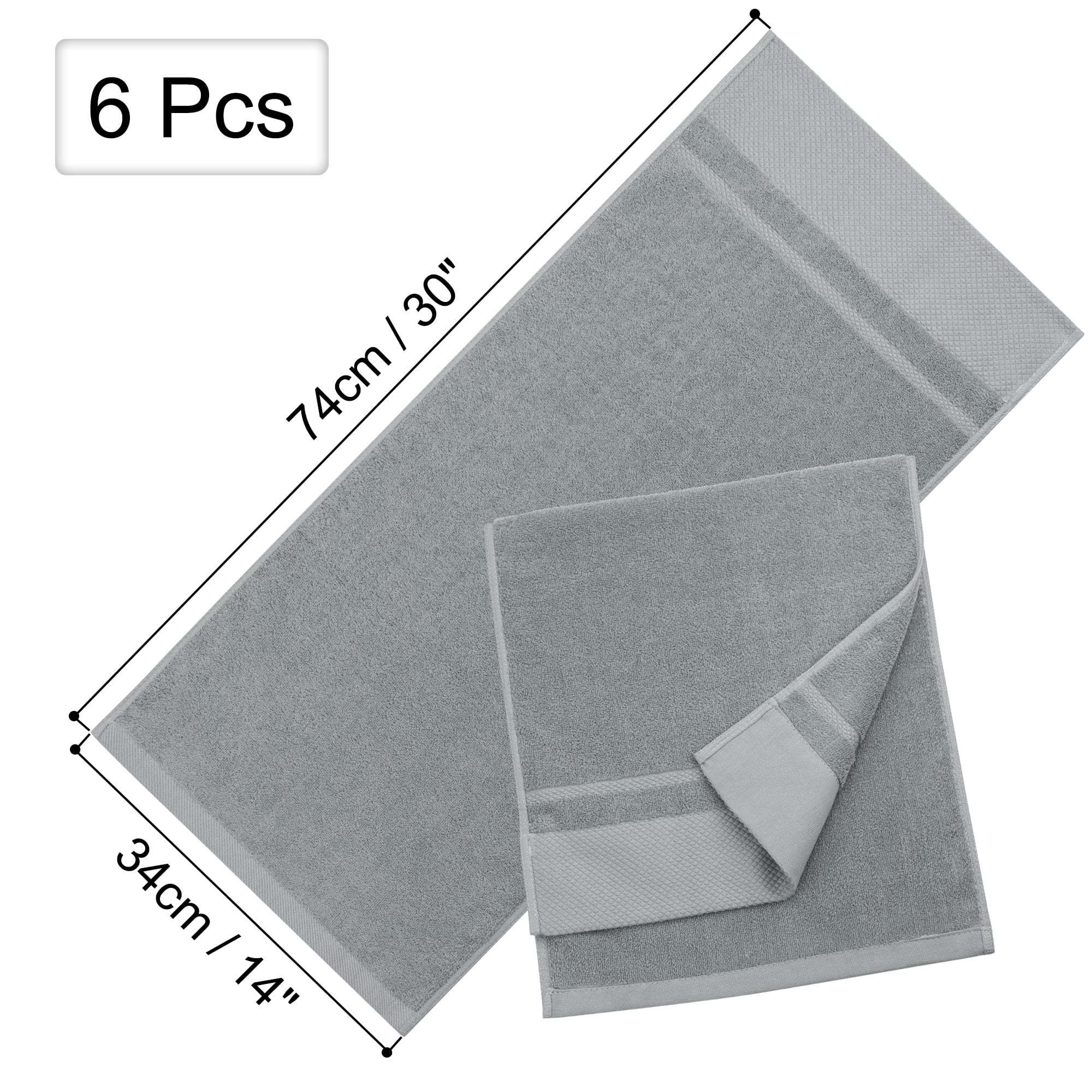 REGALWOVEN Hand Towel Set 14" x 30", Soft 100% Combed Cotton 600 GSM Luxury Towels for Bathroom Kitchen Gray 6