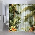 thumbnail image 2 of Tropical Jungle Plant Shower Curtain Hawaii Green Leaves Rainforest Palm Tree Watercolor Botanical Flower Banana Leaf Nature Polyester Fabric Bathroom Curtain Sets Hooks, 2 of 6
