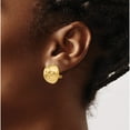 thumbnail image 3 of 14K Yellow Gold Omega Clip 18mm Hammered Non-Pierced Earrings (18 X 18) Made In Puerto Rico h889, 3 of 5