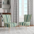thumbnail image 2 of Designart "Striped Pattern With Jungle Green And Yellow Tones II" Green Striped Upholstered Accent Chair - Modern Arm Chair For Bedroom, 2 of 7