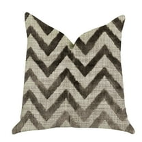 Oblique Zigzag Luxury Throw Pillow in Beige Tones