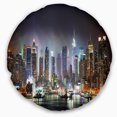 thumbnail image 1 of New York Times Square in Blue Light - Cityscape Throw Pillow - 16 Inches Round, 1 of 1
