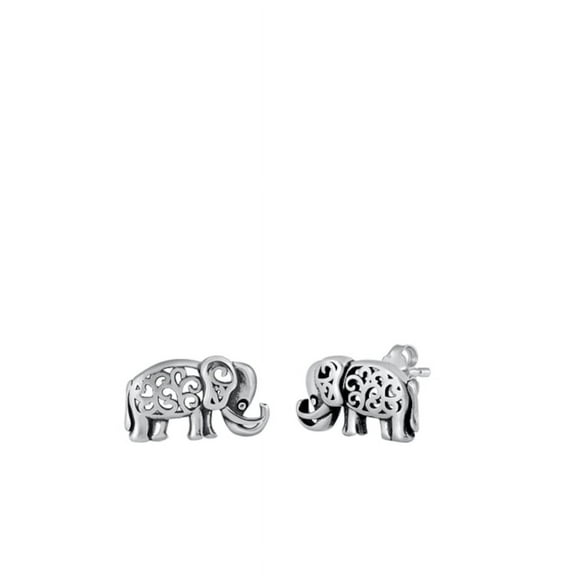Filigree Elephant Earrings, Sterling Silver 925, Jewelry With Gift Box