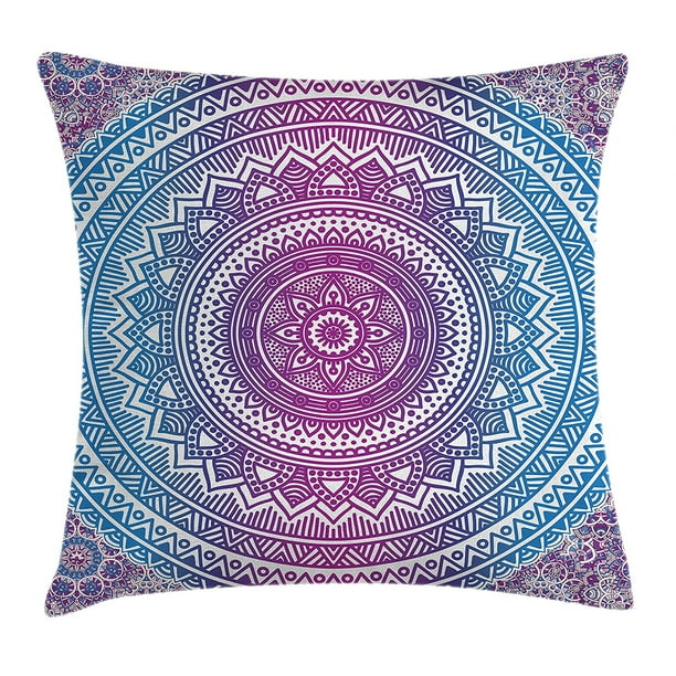 Blue and Pink Throw Pillow Cushion Cover by , Ombre ...