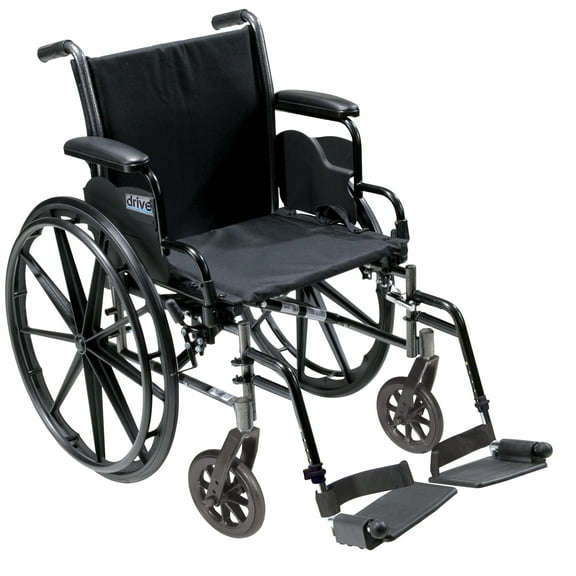 Drive Medical Cruiser III Light Weight Wheelchair with Flip Back Removable Arms, Desk Arms, Swing away Footrests, 16" Seat