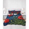 thumbnail image 2 of Full Size Quilt Bedding Set, Red Flowers Reversible Summer Quilt 3 Pieces, Farmhouse Botanical Blue Marble Texture Lightweight Bedspreads Coverlets with 2 Pillow Shams for All Seasons, 2 of 5