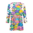 thumbnail image 5 of Womens Easter Tops Crewneck 3/4 Sleeve T Shirt Colored Eggs Print Trendy Loose Fit Tunic Tops Soft Family Gifts T-Shirts, #01 Light pink, XXL, 5 of 6