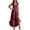 Red, variant on Elara Women's Sleeveless V-Neck Ruffled Hem Cotton Linen Long Dress