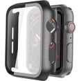 thumbnail image 5 of 2 Pack Boîtier en PC Dur avec Protecteur d'Écran en Verre Trempé Compatible avec Apple Watch Série 7, Ultra-Mince Résistant aux Rayures Couverture de Protection Globale pour iWatch S7, Noir/transparent (45mm), 5 of 5