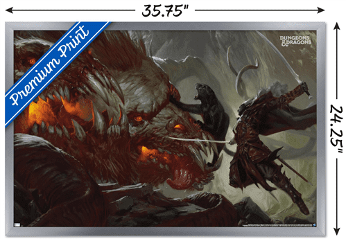Dungeons and Dragons - Drizzt vs Demogorgon Wall Poster, 22.375" x 34" Framed