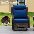 thumbnail image 4 of 6-Piece Wicker Patio Conversation Set with 5 in. Thick Blue Cushions, High Back Outdoor Swivel Rocker Chairs Set, 4 of 7