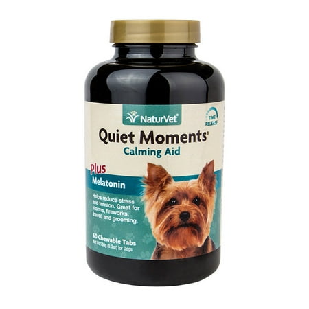 NaturVet Quiet Moments Calming Aid Supplement for Dogs, 60 Chewable Tablets