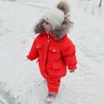 thumbnail image 3 of Dyfzdhu Kids Girls Boys Winter Thick Warm Hooded Down Coat Paraks Playsuit Pants Jumpsuit Snowsuit Set, 3 of 7