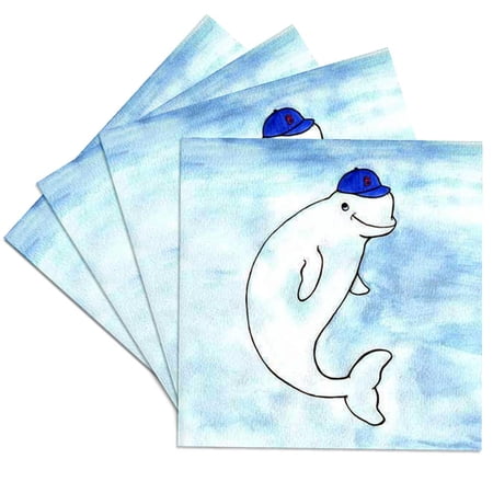 3dRose, Benny Beluga, Set of 4 Ceramic Tile Coasters