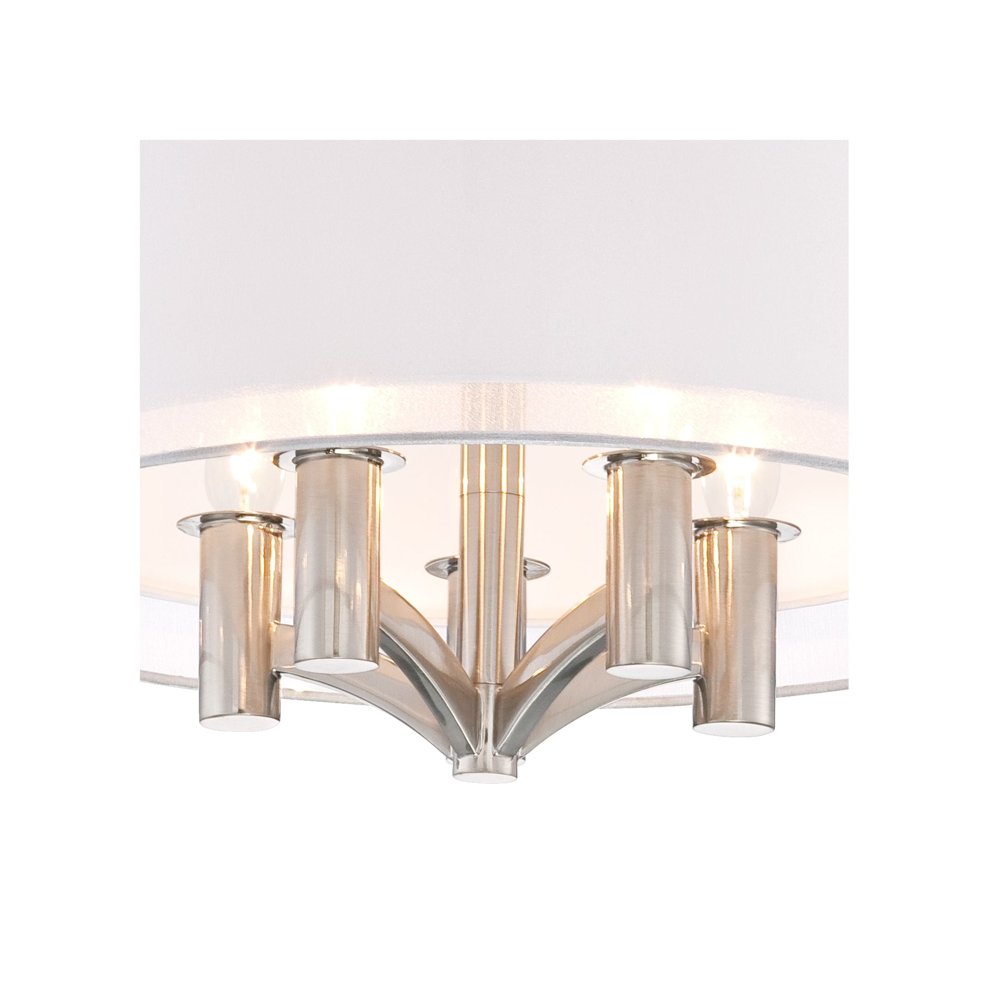 Possini Euro Design Modern Ceiling Light Semi Flush Mount Fixture Brushed Nickel 18" Wide Sheer Silver Double Drum Bedroom Kitchen