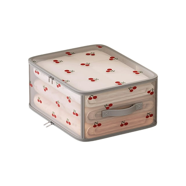 Tauxra Cherries Pattern Foldable Fabric Storage Bin Large Capacity Closet Organizer For Bedroom Wardrobe Sweaters Blankets Pants Multi Size