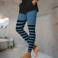 thumbnail image 6 of Idoravan Leggings for Women Women's Striped Print Leggings Sports Fitness Pants Solid Colored Casual Tight Fitting Tight Peach Hip Yoga Pants Stretch Pants Multicolor M, 6 of 10