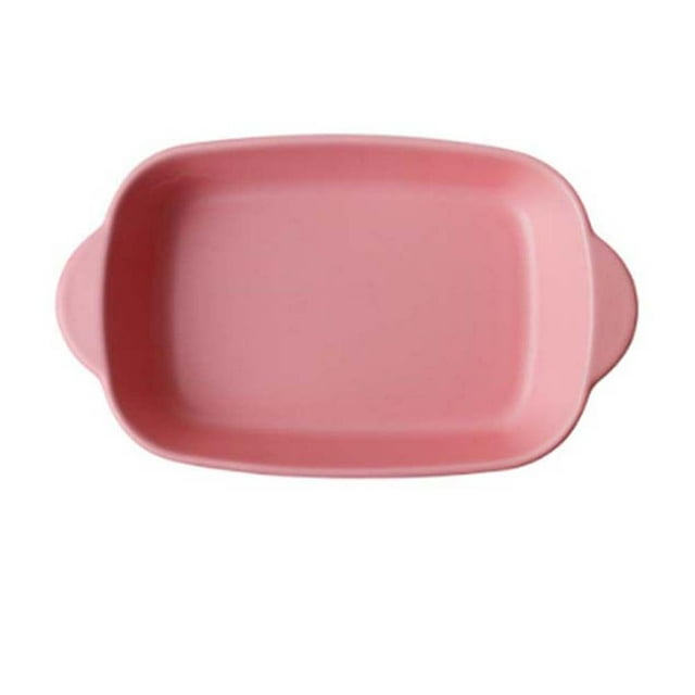 1pc Ceramic Baking Tray Microwave Oven Cutlery High Temperature Resistance Baking Pans (Pink)