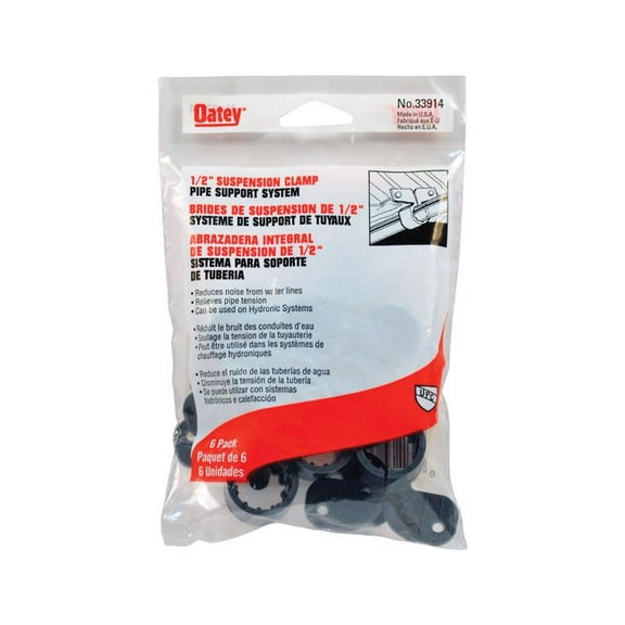 Oatey 4694907 0.5 in. Polypropylene Suspension Pipe Clamps - Gray, Pack of 6