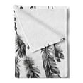 thumbnail image 2 of Tribal Soft Flannel Fleece Throw Blanket, Tribal Feathers for Wisdom and Strength, Cozy Plush for Indoor and Outdoor Use, 50" x 70", White and Black, by Ambesonne, 2 of 5