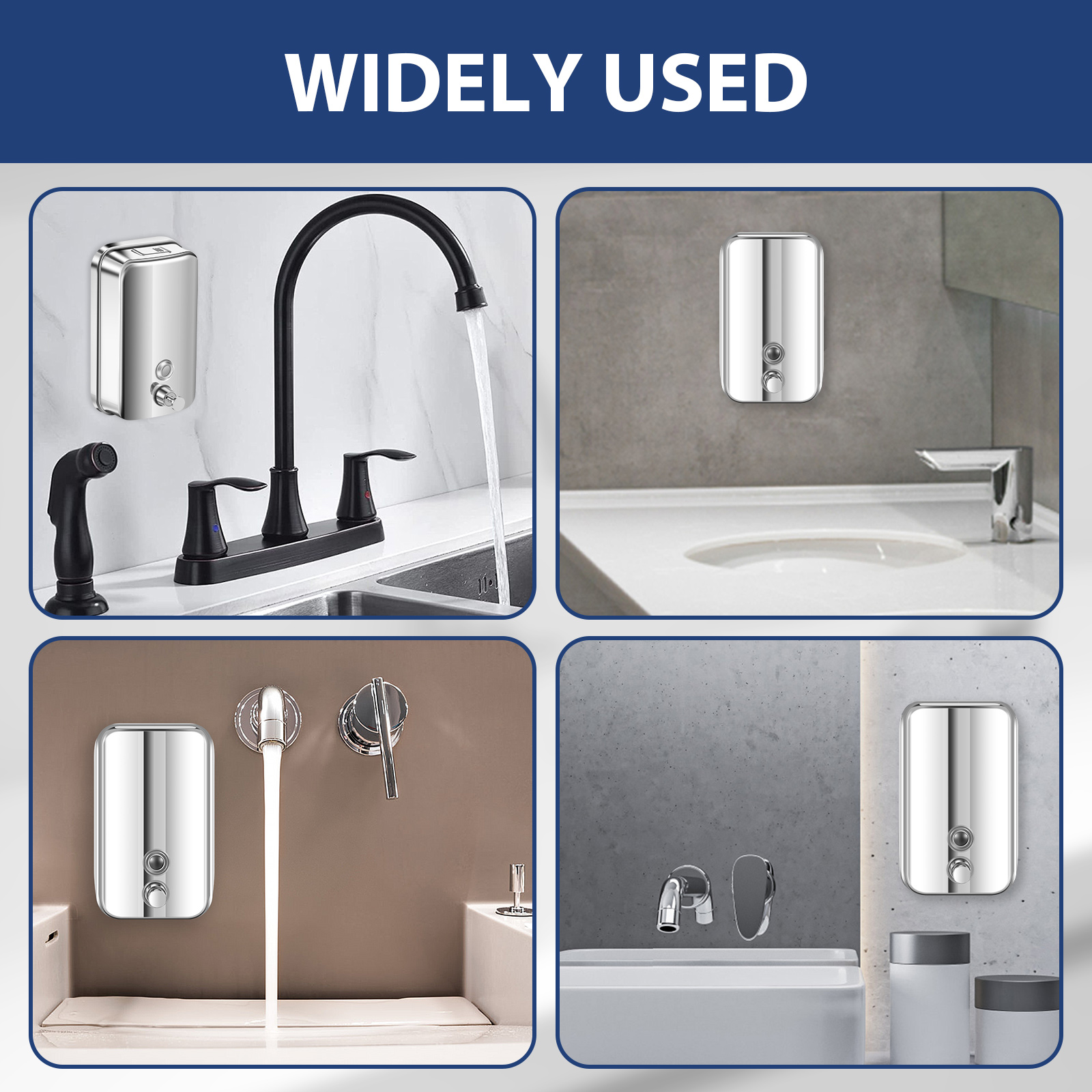 Threns 4Pcs Commercial Soap Dispenser Wall Mount Stainless Steel Manual Liquid Pump Rust-Proof Leak Free for Bathroom,33.8 oz