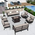 thumbnail image 4 of ALAULM Aluminum Patio Furniture Set with Propane Fire Pit Table 9-seat Metal Outdoor Furniture w/Fire Pit Patio Sectional w/5.1" Cushions for Patio, Backyard, Poolside-Sand, 4 of 7