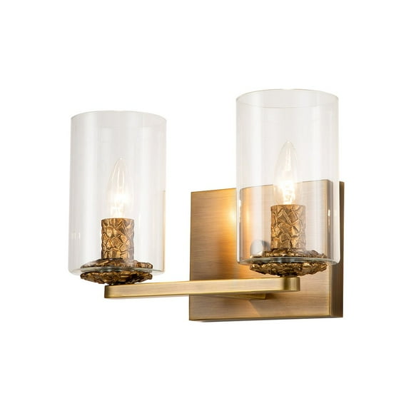 Lucas McKearn Bolivar 2-light Metal Bath Vanity Light in Antique Brass