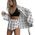 thumbnail image 1 of Pijama Holgado con Estampado para Mujer, Informal, con Cordones, de Larga y Pantalones Cortos de Cintura Alta, para el Hogar. M, 1 of 7