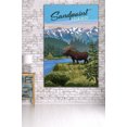 thumbnail image 3 of Sandpoint, Idaho, Painterly Series, Moose, Summer Scene (36x54 Giclee Gallery Art Print, Vivid Textured Wall Decor), 3 of 3