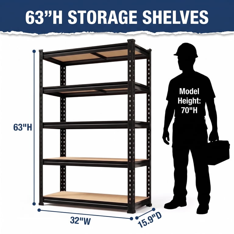 TrumanPick 5-Tier Adjustable Garage Shelves, 1600 lbs Capacity photo 5