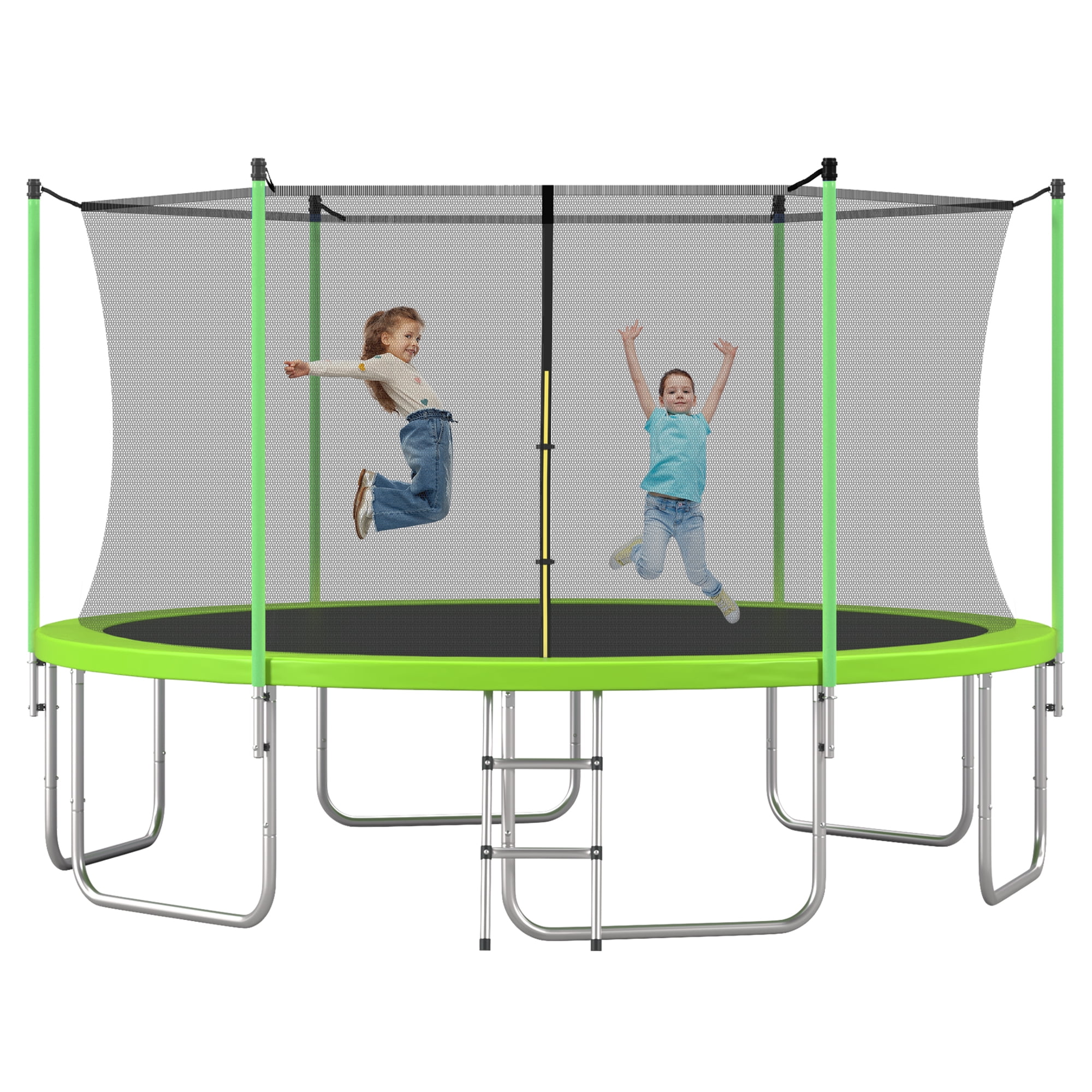 EUROCO 14FT Trampoline for Adults and Kids, Outdoor Bouncer with Ladder and Enclosure Net, 1200LBS Weight Capacity Round Jump Pad for Backyard