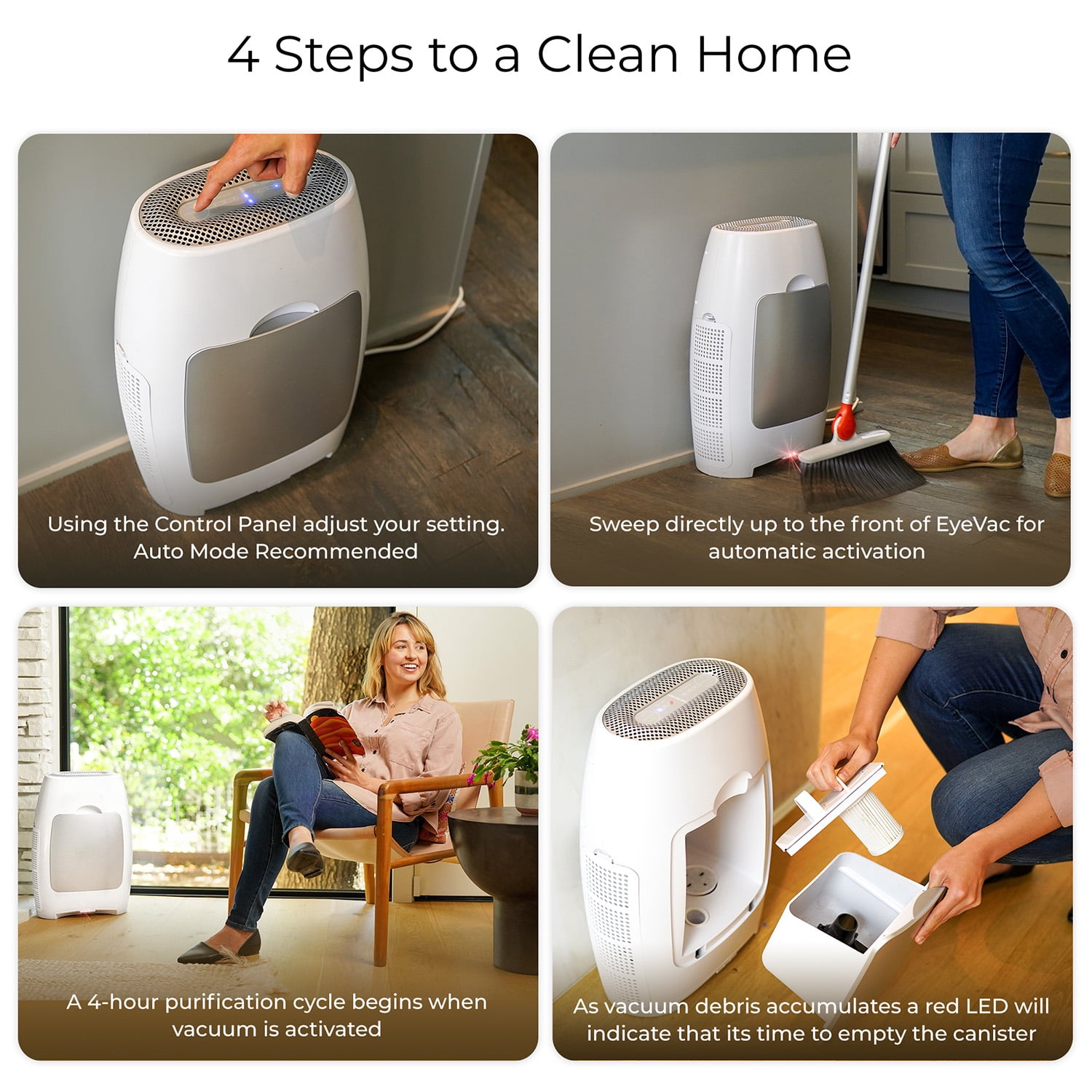 EyeVac Air - The Only 2-In-1 Air Purifier/Deodorizer & Vacuum, White