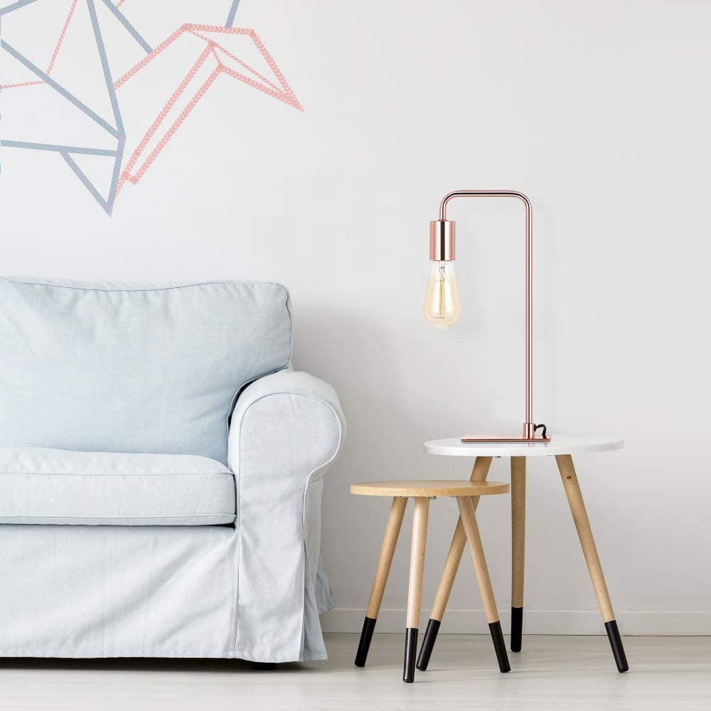 Stylish Industrial Lamp For Bedroom, Girls Room, Office, Dorm Room, Rose Gold