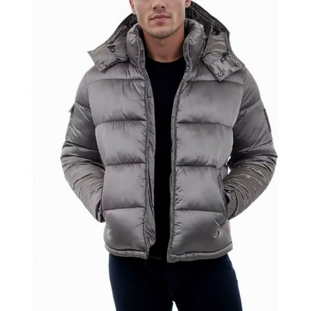 Michael Kors Men's Heavyweight Metallic Finish Winter Jacket (Gray, 2XL)