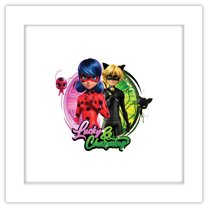 Gallery Pops Miraculous: Tales of Ladybug & Cat Noir - Lucky & Charming Wall Art, White Framed Version, 12" x 12"