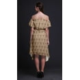 thumbnail image 3 of Bimba Orange Geometric Print Cold Shoulder Women Swing Tunic Flutter Sleeve Midi Dress - Large, 3 of 6