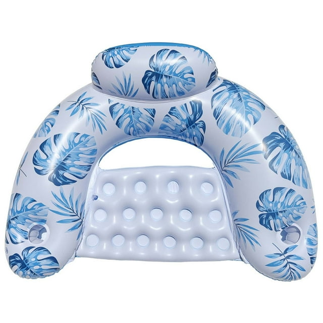 Inflatable Pool Chair Thickened PVC Material Glitter Watercolor Design U Shaped Floating Easy Inflate Fold for Adults Pool Lake Beach