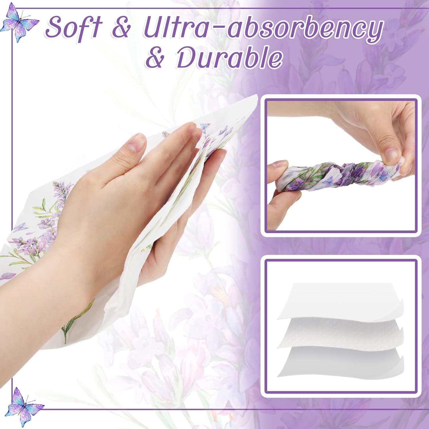 100 Pack Floral Napkins Disposable Paper Hand Towels 2 Ply Decorative Dinner Guest Towels Flower Cocktail Napkins for Bathroom Toilet Powder Room Wedding Bridal Shower Birthday (Floral)