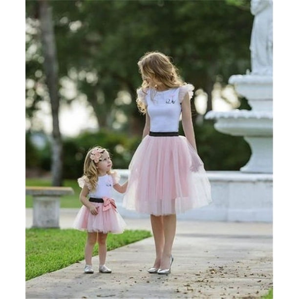 Mother and Daughter Casual Summer T shirt Skirt Tulle Dress Matching Outfits Set Walmart