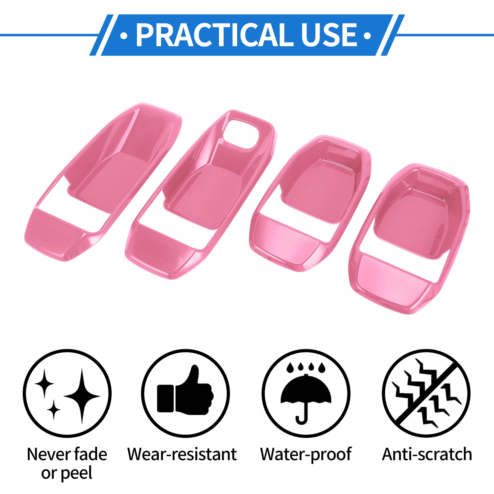 Unique Bargains 4 Pcs Door Bowl Cover Trim Compatible for Jeep Wrangler JL 2018-2022 ABS Pink Exterior Accessories