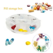 Mini Portable One Week 7 Days 7 Compartments Round Pill Box Medicine Tablet Holder Organizer Dispenser Case Storage Box