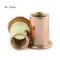 thumbnail image 1 of M3-M12 Carbon Steel Flat Threaded Rivet Nut Flange Rivnut Nutsert Fastener(M5x100pcs), 1 of 1