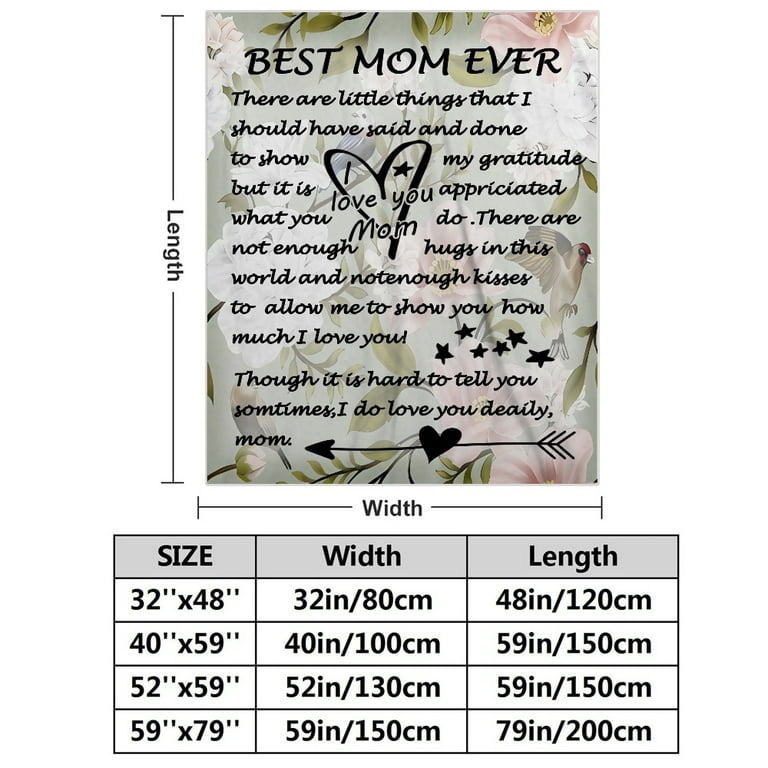 Gifts for Mom I Love You Mom Blanket Birthday Christmas Mothers Day  Valentines Gift for Mother Birthday Gifts from Son for Mom Unique Happy  Birthday