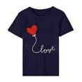 thumbnail image 4 of Meichang Hauts pour Femmes T-Shirts de la Saint-Valentin T-Shirts de Fête à Col Rond T-Shirts à Imprimé Cœur d'Amour T-Shirts à Manches Courtes Jolis Tees Blouses en Liquidation, 4 of 5