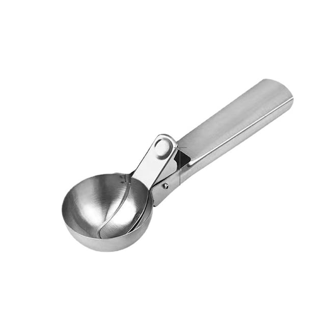 Stainless Steel Ice Cream Scoop With Spring-Loaded Release Mechanism 7.55 in Long Dishwasher Safe Heavy Duty Kitchen Tool