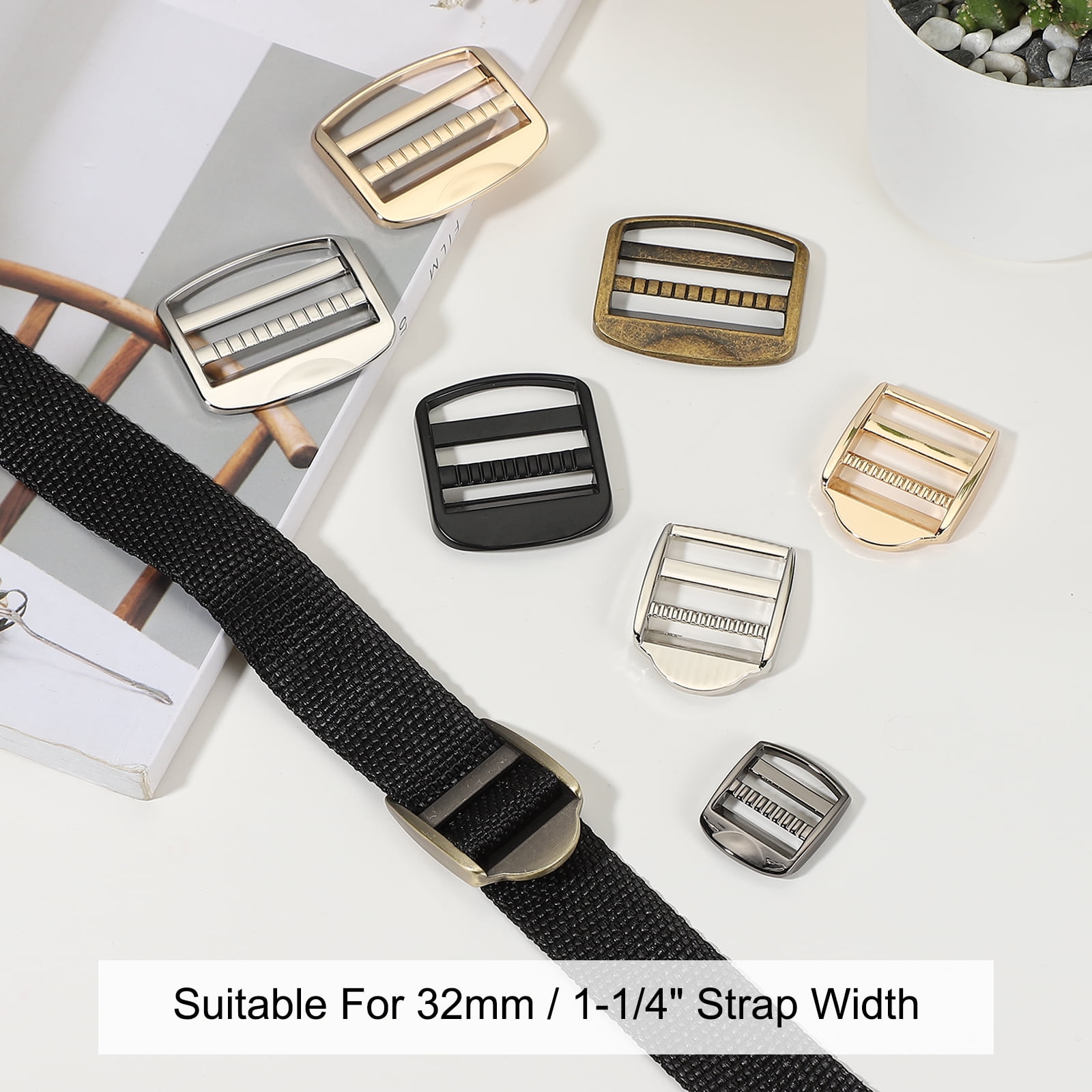 Uxcell Ladder Lock Buckle Slide Zinc Alloy Adjustable Webbing