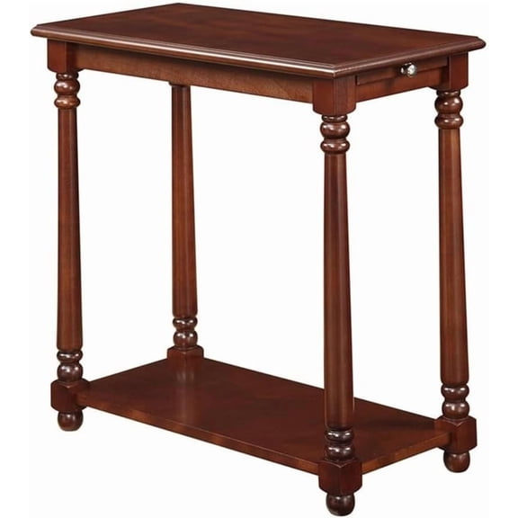 Pemberly Row Traditional Wood End Table with Bottom Shelf in Mahogany