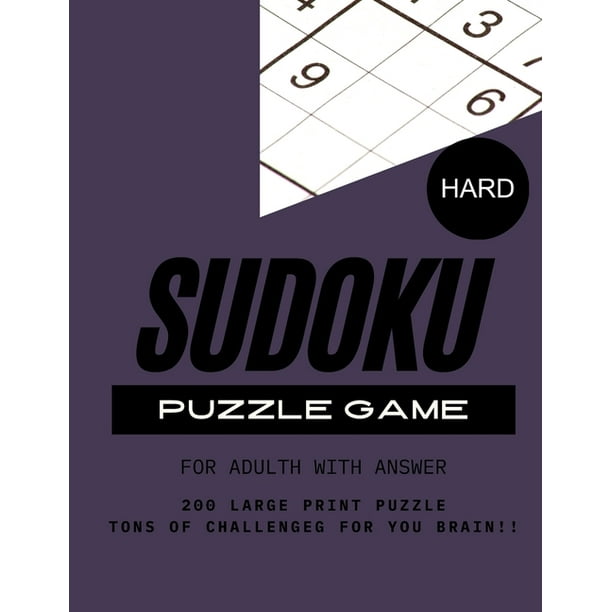 sudoku puzzle game hard level for adult with answer brain games 200 large print hard sudoku
